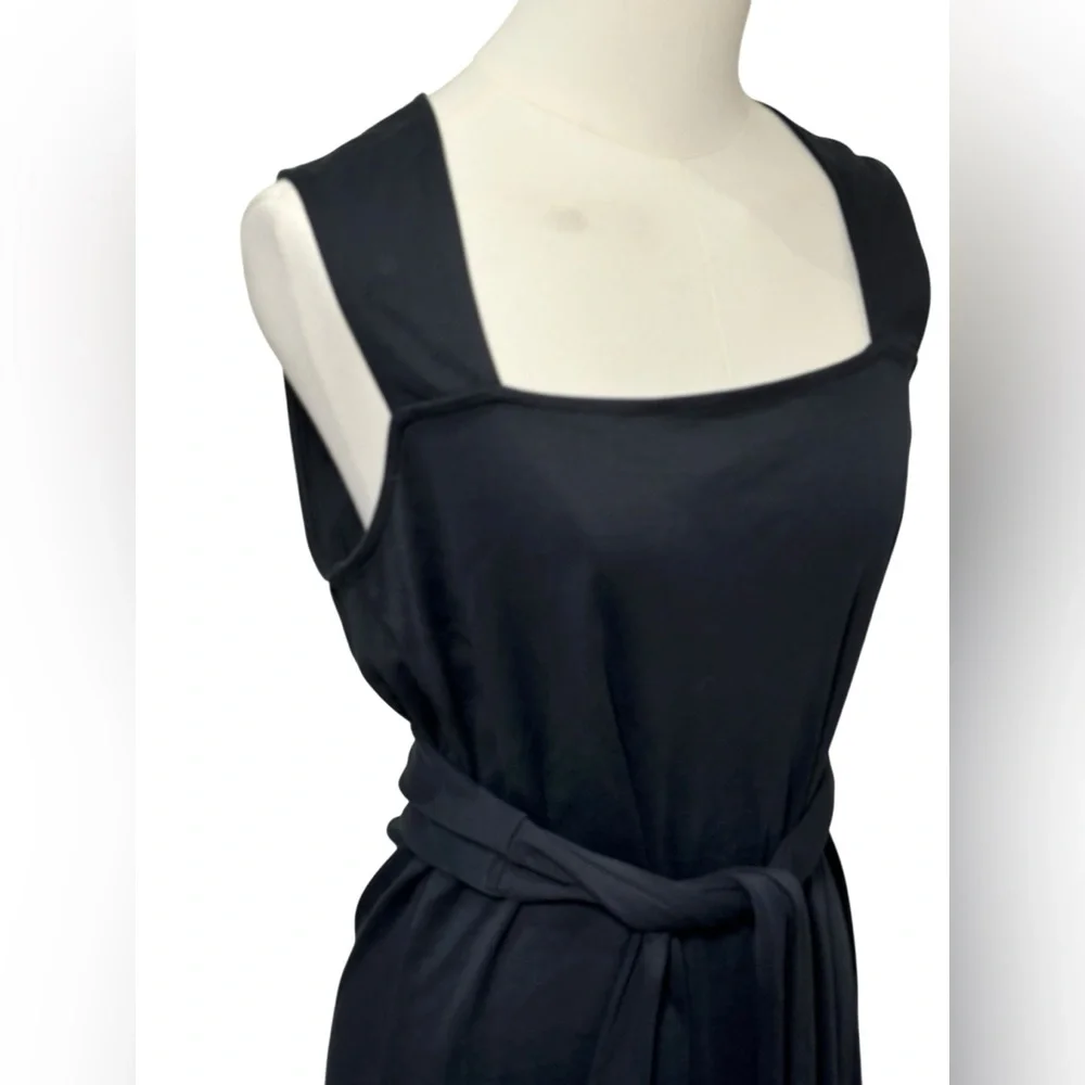 NWT - Vince Square Neck Pima Cotton Midi Dress in Black Size Small (Flaw) - Picture 7 of 12